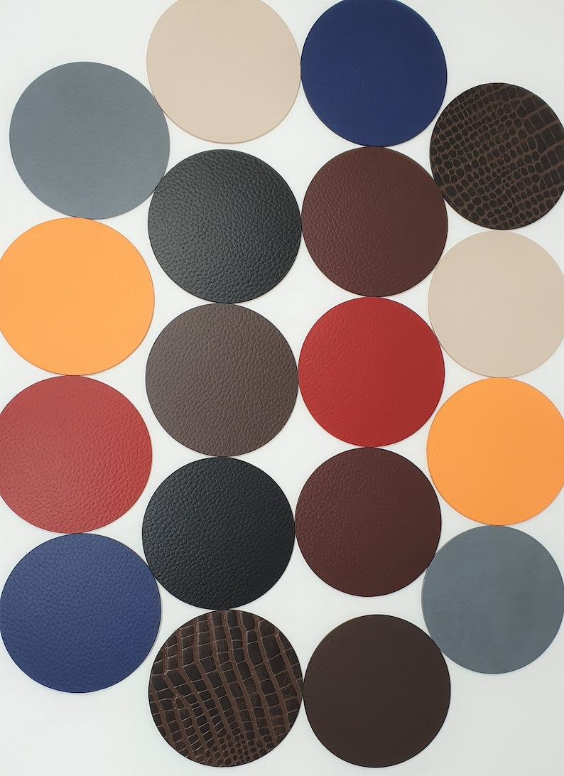 Sous-verres ronds en cuir recyclé - Lot de 4 à 10, 10 cm