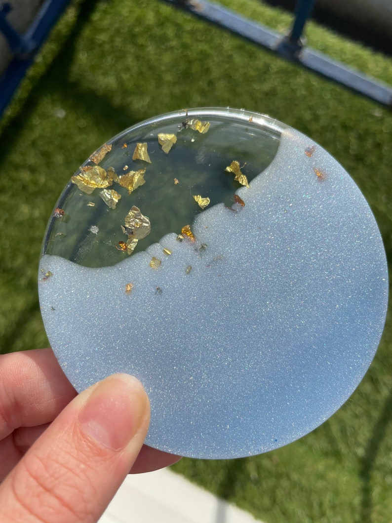 Dessous de verre rond en résine époxy, 8 cm