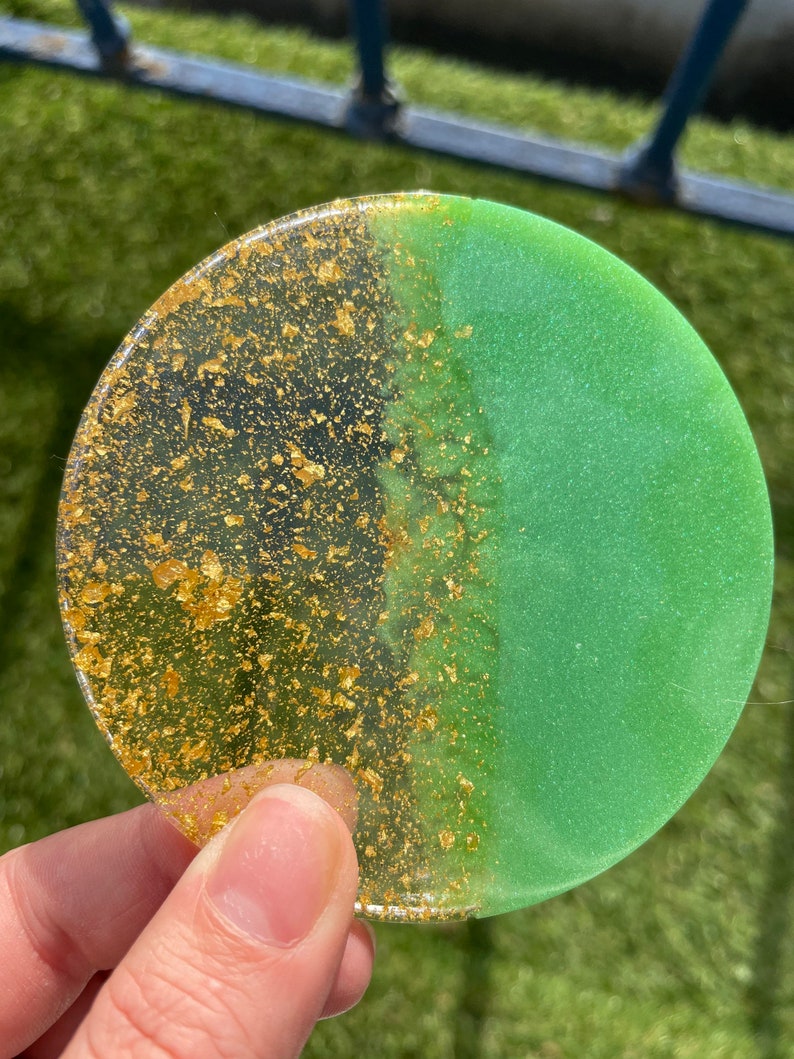 Dessous de verre rond en résine époxy, 8 cm