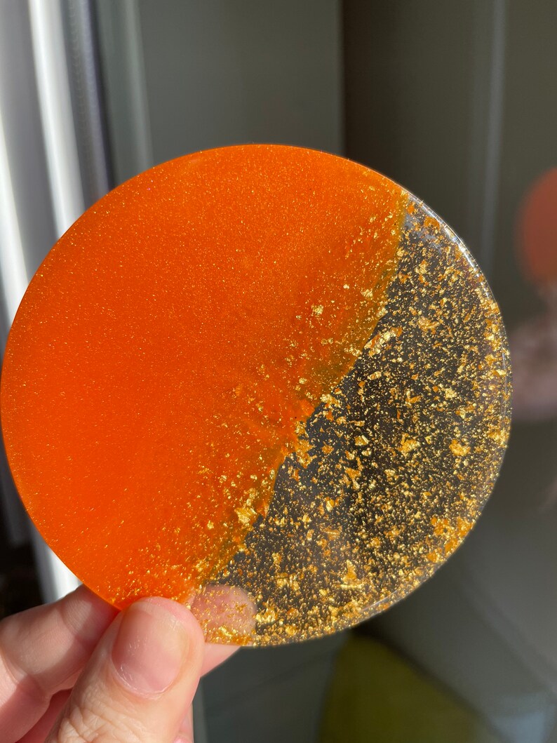 Dessous de verre rond en résine époxy, 8 cm