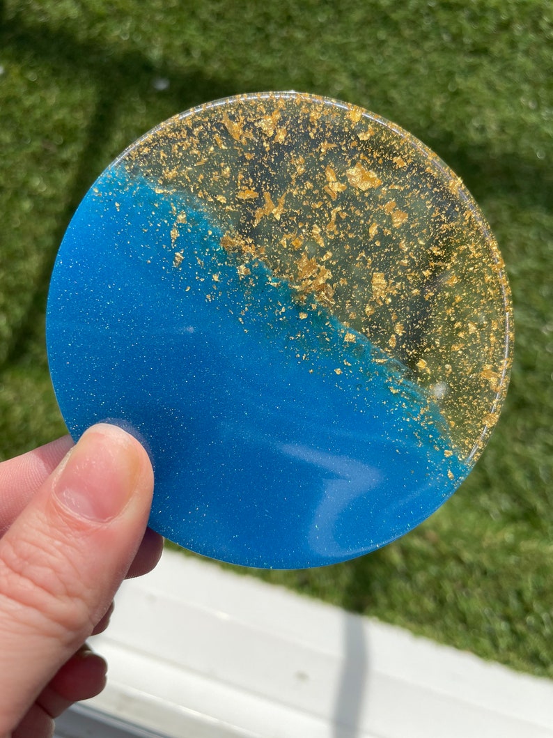 Dessous de verre rond en résine époxy, 8 cm
