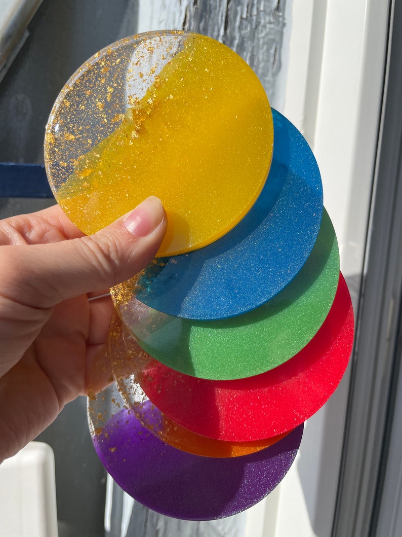 Dessous de verre rond en résine époxy, 8 cm