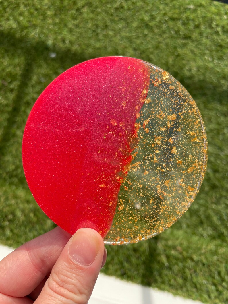Dessous de verre rond en résine époxy, 8 cm