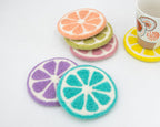 Sous-bocks ronds en feutre de fruits, 10 cm, lot de 6 couleurs