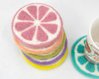 Sous-bocks ronds en feutre de fruits, 10 cm, lot de 6 couleurs