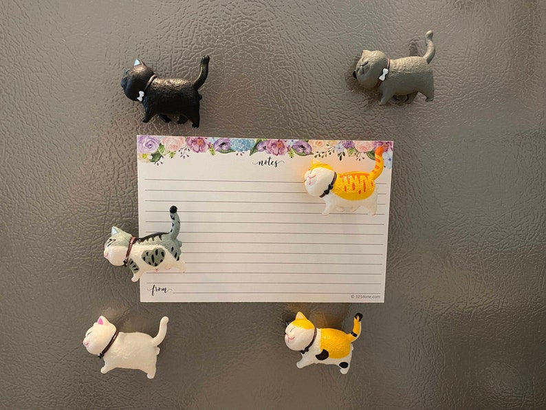 6 aimants de réfrigérateur chat faits main, drôles, couleurs variables, 1.5 x 1.75 po