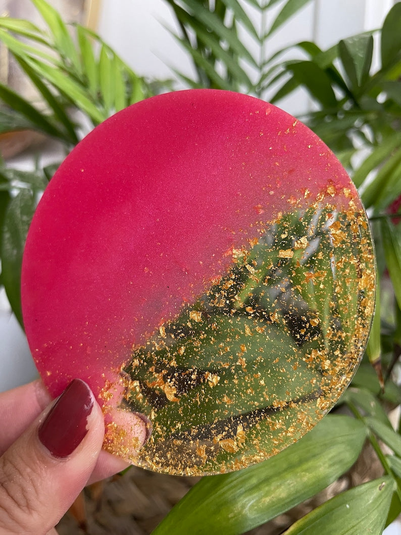 Dessous de verre rond en résine époxy, 8 cm