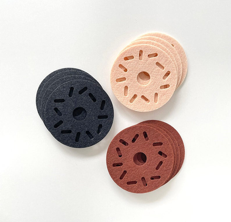Sous-verres en feutre Donut 10 cm Lot de 4/6/8 Rose Noir Marron