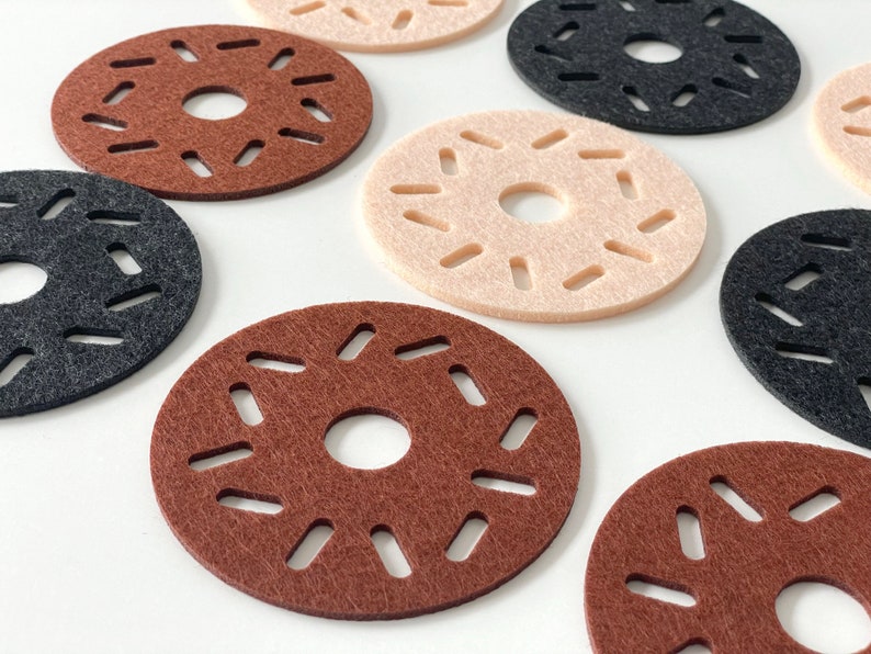 Sous-verres en feutre Donut 10 cm Lot de 4/6/8 Rose Noir Marron