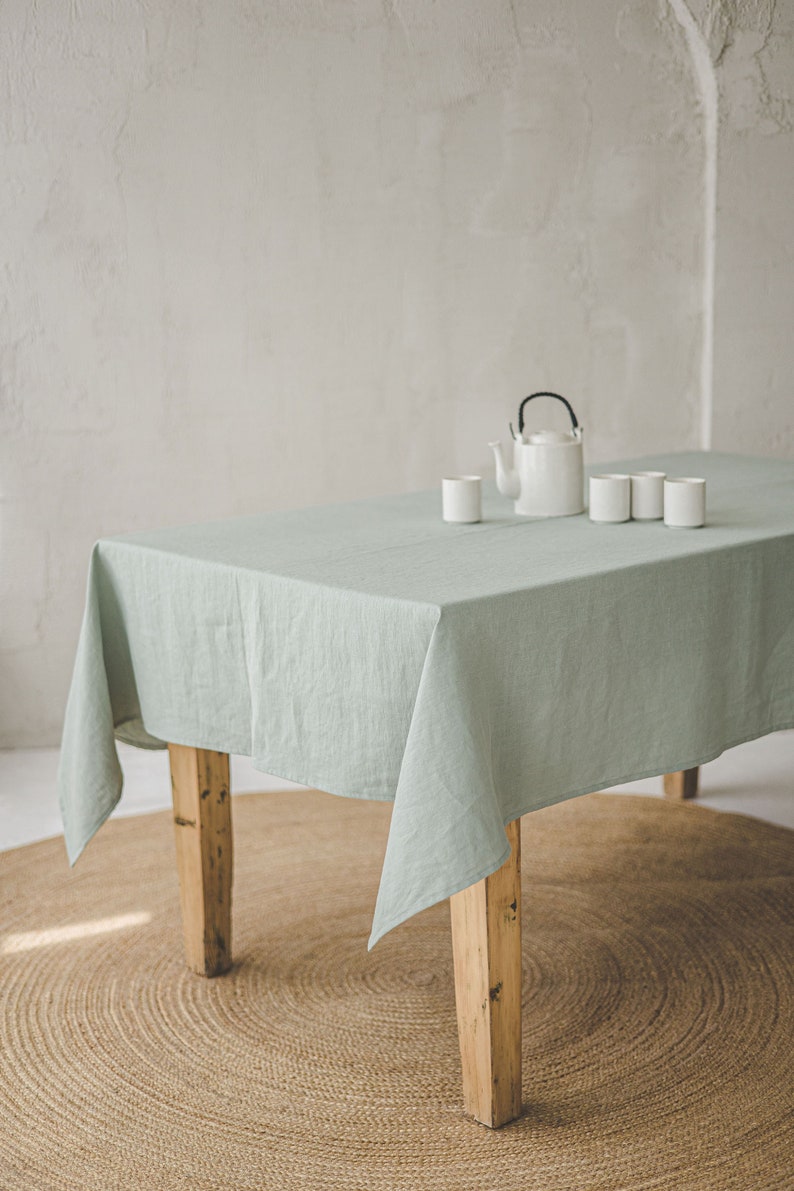 Chemin de table en lin gris à rayures noires, 205 g/m², lin naturel