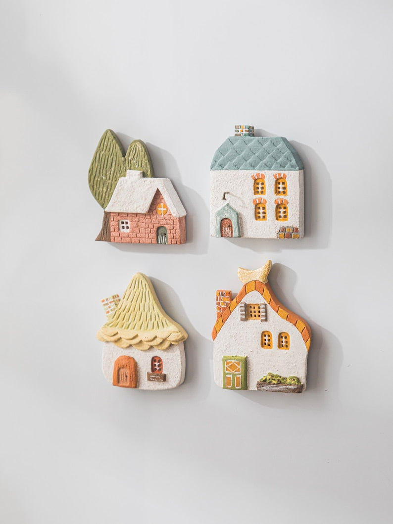 Lot de 1 aimant réfrigérateur petite maison, décoration magnétique Noël maisonnette, cadeau cuisine Cottagecore