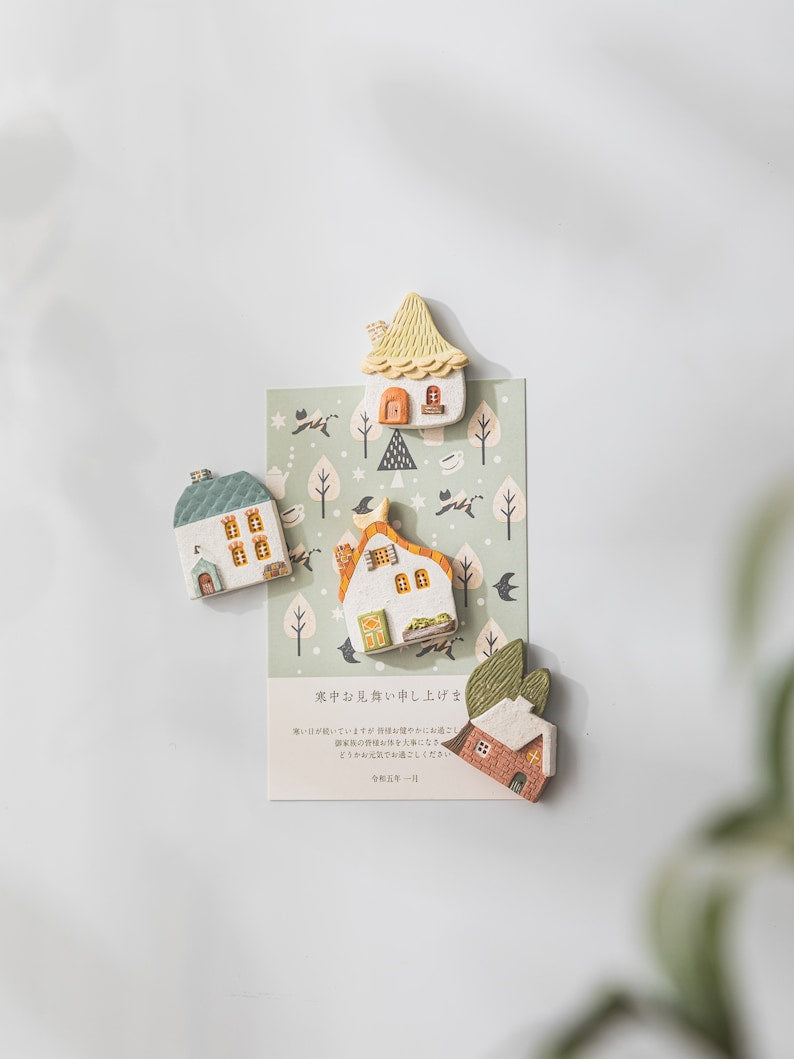 Lot de 1 aimant réfrigérateur petite maison, décoration magnétique Noël maisonnette, cadeau cuisine Cottagecore