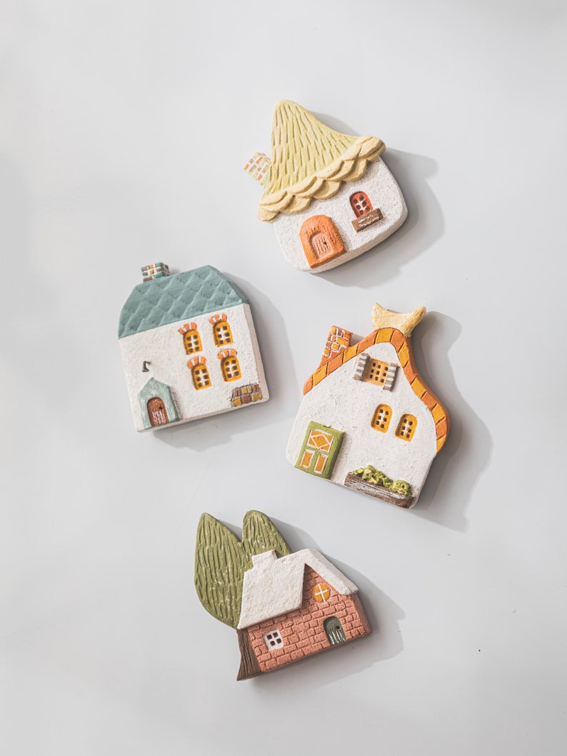 Lot de 1 aimant réfrigérateur petite maison, décoration magnétique Noël maisonnette, cadeau cuisine Cottagecore