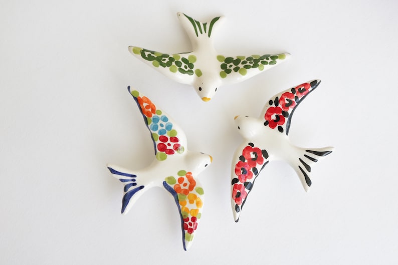 Hirondelle en céramique, aimant de réfrigérateur, 8 x 5 cm