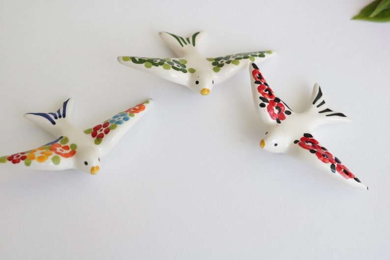 Hirondelle en céramique, aimant de réfrigérateur, 8 x 5 cm