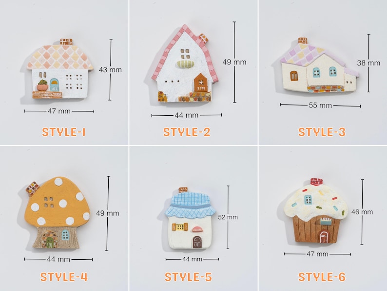 Argile Magnétique Fait Main Réfrigérateur Décoration Village Lot 6 Styles