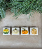 Citrouille Aimants Carrés Céramique 3,4 cm, 4 Pièces, Thème Automne, Réfrigérateur Bureau, Décoration Rustique