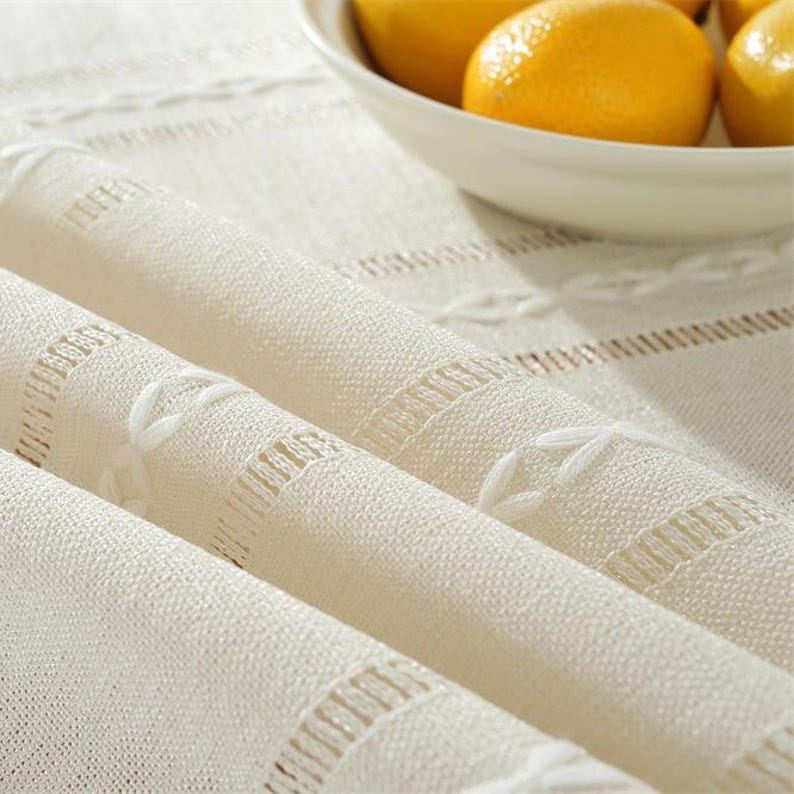 Nappe en coton et lin avec pompons, style bohème campagnard, lavable en machine