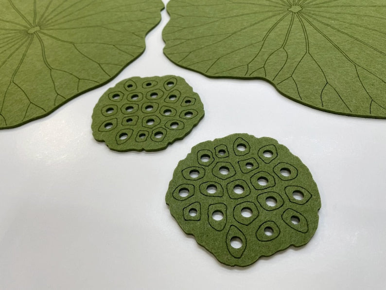 Sous-bocks en feutre Lotus - Lot de 4/6/8 - Diamètre 10 cm