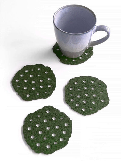 Sous-bocks en feutre Lotus - Lot de 4/6/8 - Diamètre 10 cm