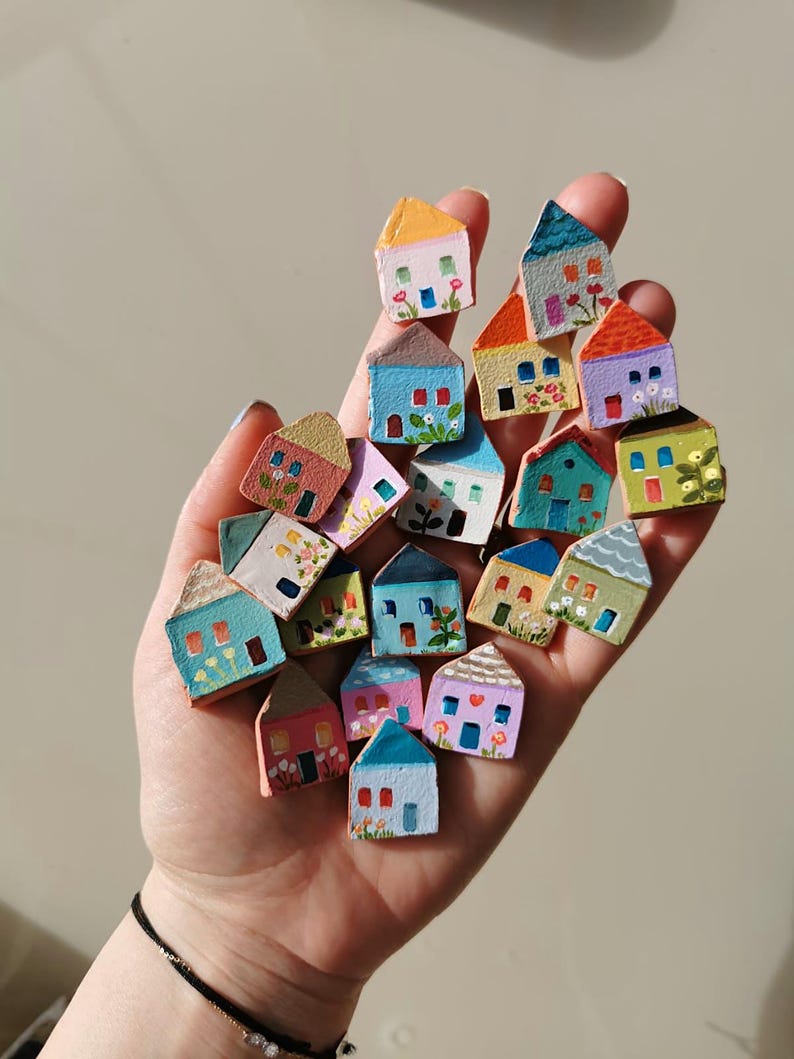 Mini aimants réfrigérateur en argile peints à la main, décoration cuisine, cadeau crémaillère
