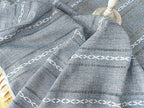 Nappe en coton et lin avec pompons, style bohème campagnard, lavable en machine