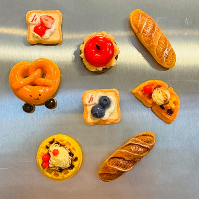 Aimants de boulangerie faits main : décorations de pâtisserie et pain pour réfrigérateur
