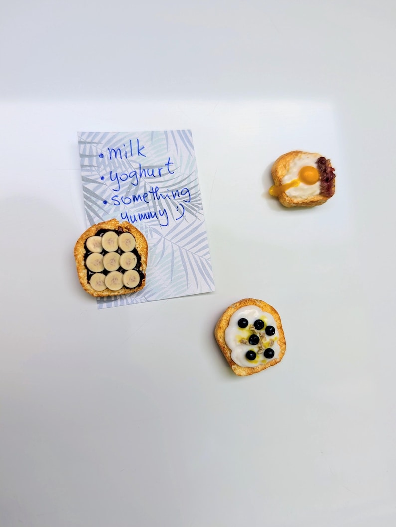 Aimants pour réfrigérateur en forme de toast, pâte polymère, pièces uniques, 1-3 pièces