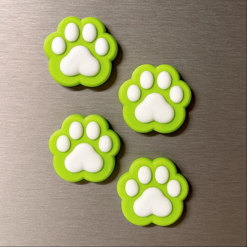 Lot de 4 Aimants Pattes de Chat/Chien – Décoration Magnétique pour Frigo ou Tableau, 2,5 cm, Plastique PLA