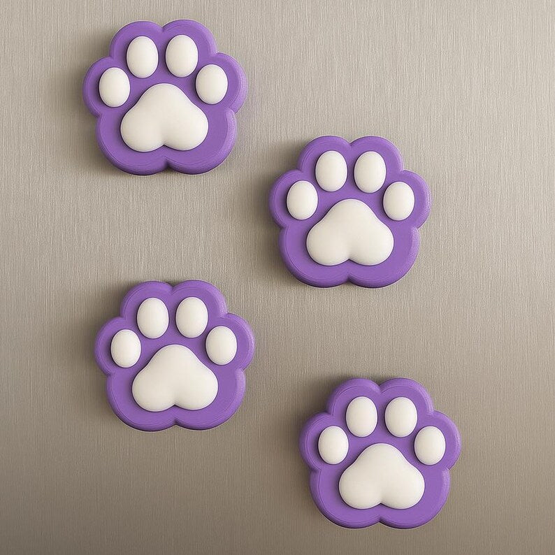 Lot de 4 Aimants Pattes de Chat/Chien – Décoration Magnétique pour Frigo ou Tableau, 2,5 cm, Plastique PLA