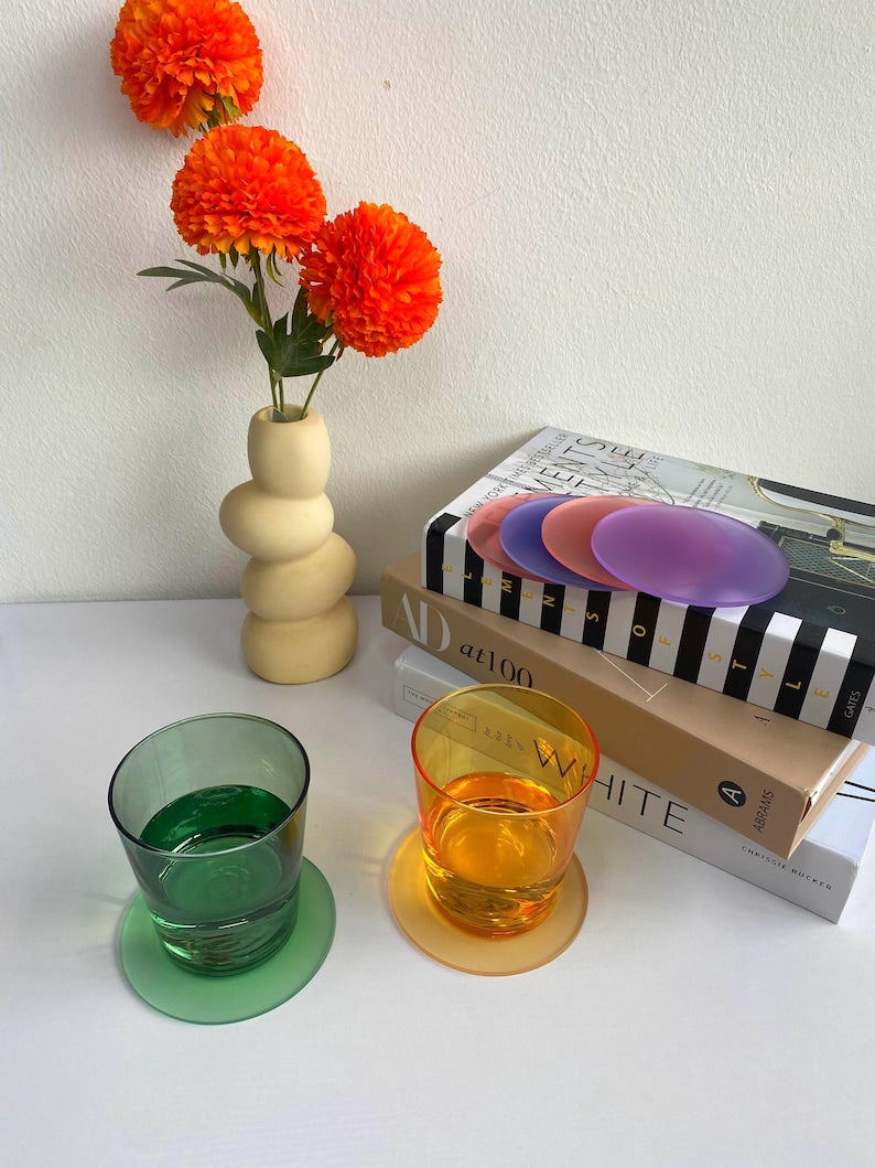 Set de 6 sous-verres en acrylique givré avec motif dégradé , 10 cm, 3 mm