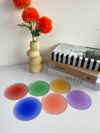 Set de 6 sous-verres en acrylique givré avec motif dégradé , 10 cm, 3 mm