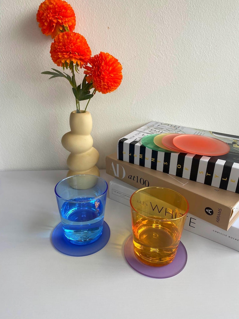 Set de 6 sous-verres en acrylique givré avec motif dégradé , 10 cm, 3 mm