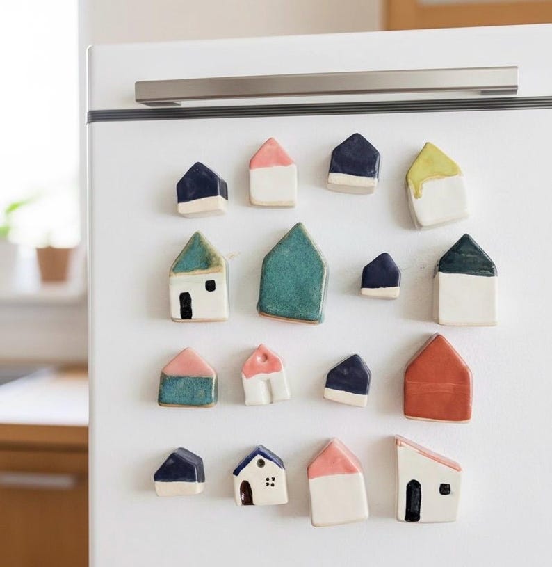 Lot de 3 aimants mystères en céramique pour réfrigérateur, décoration de cuisine faite main