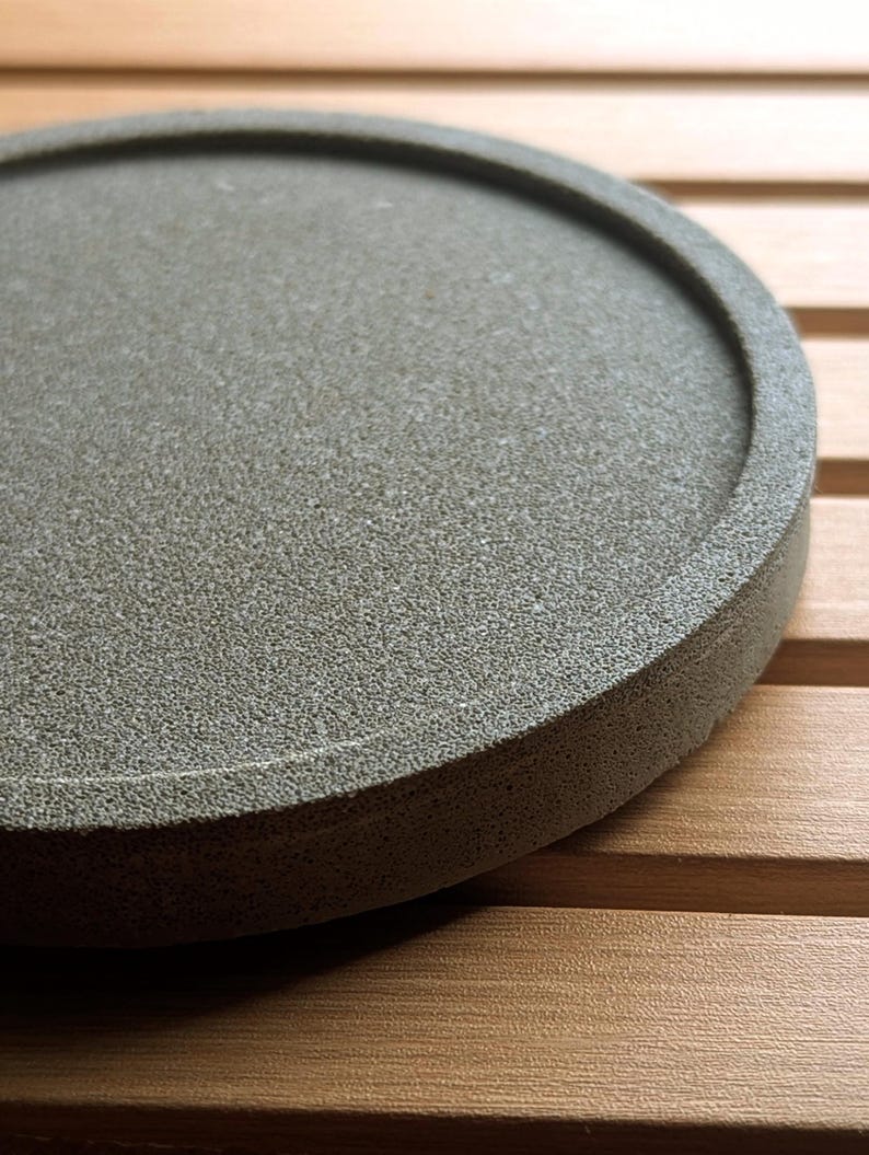 Sous-verres en béton lot de 4, gris ciment, 10 cm diamètre