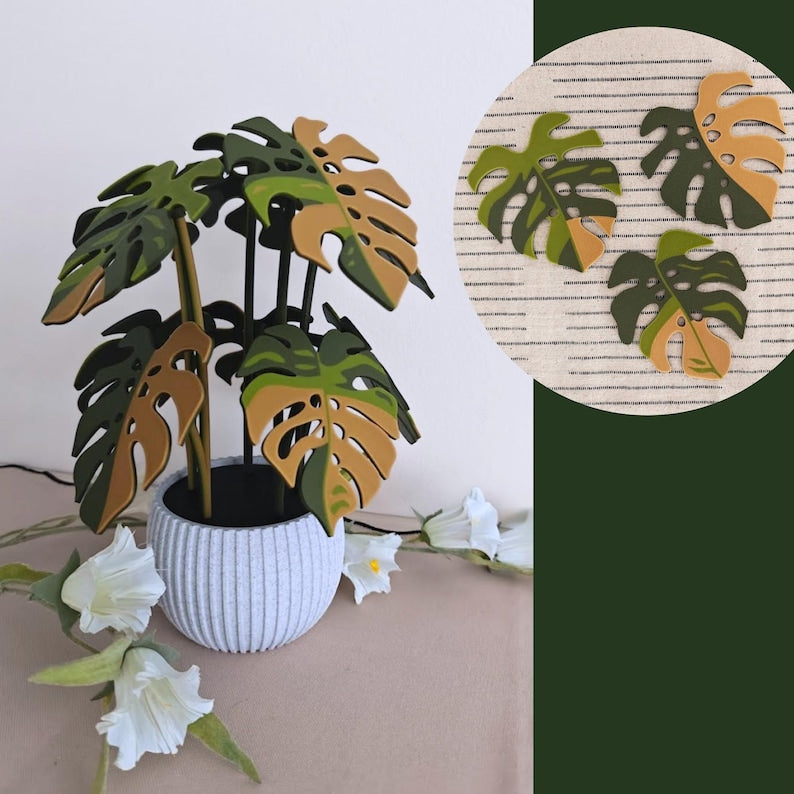10 sous-verres Monstera, dix feuilles magnétiques, grand ensemble de sous-verres, sous-verres imprimés en 3D
