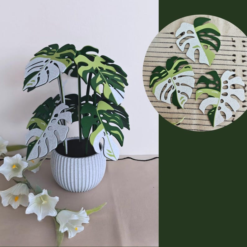10 sous-verres Monstera, dix feuilles magnétiques, grand ensemble de sous-verres, sous-verres imprimés en 3D