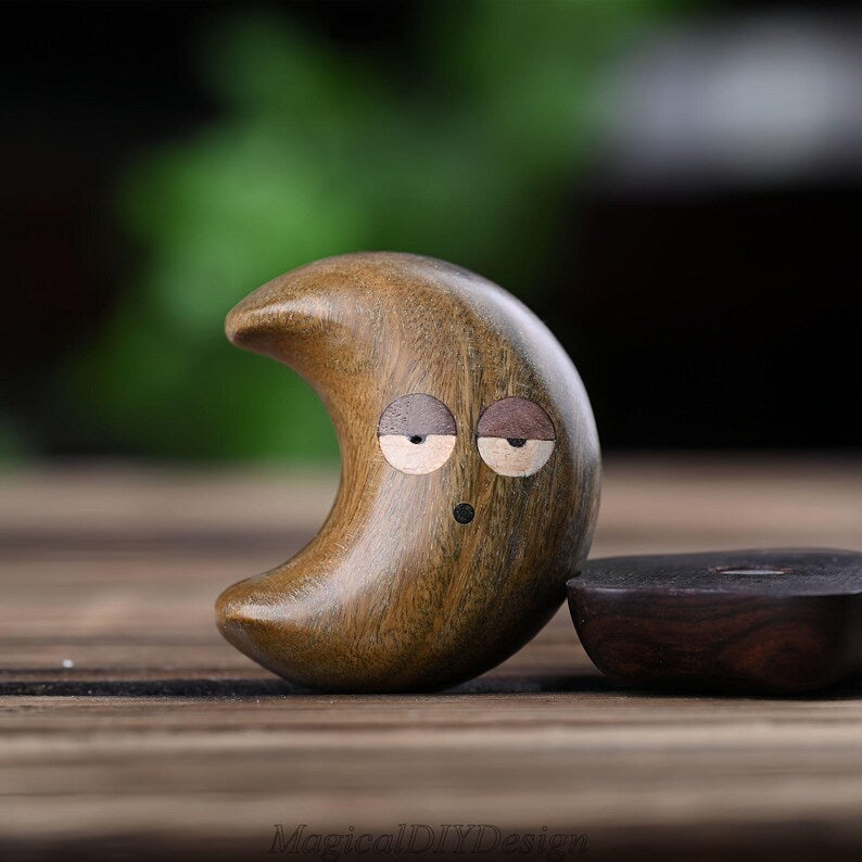 Aimant de réfrigérateur étoile/lune/nuages en bois massif 4,3 x 4,3 cm