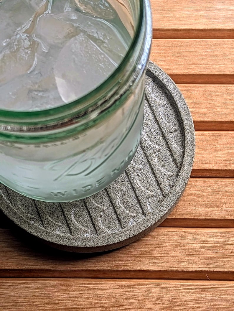 Sous-verres en béton lot de 4, gris ciment, 10 cm diamètre