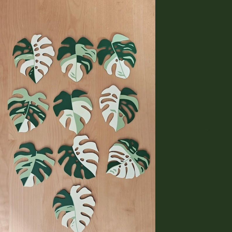 10 sous-verres Monstera, dix feuilles magnétiques, grand ensemble de sous-verres, sous-verres imprimés en 3D