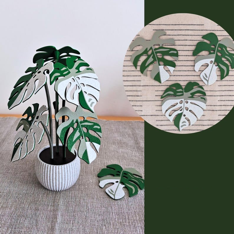 10 sous-verres Monstera, dix feuilles magnétiques, grand ensemble de sous-verres, sous-verres imprimés en 3D