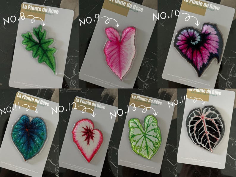 Aimants de Frigo Feuille Tropicale – Magnets Décoratifs Plante Verte – 7-10 cm Résine Brillante