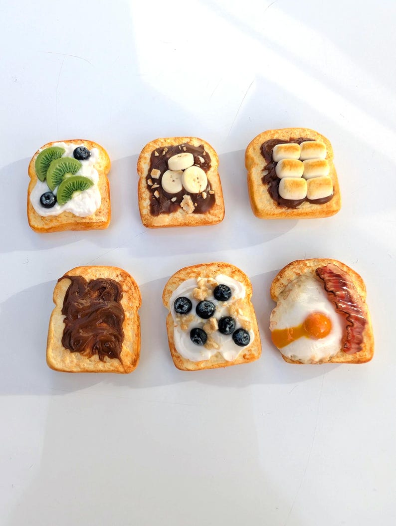 Aimants pour réfrigérateur en forme de toast, pâte polymère, pièces uniques, 1-3 pièces