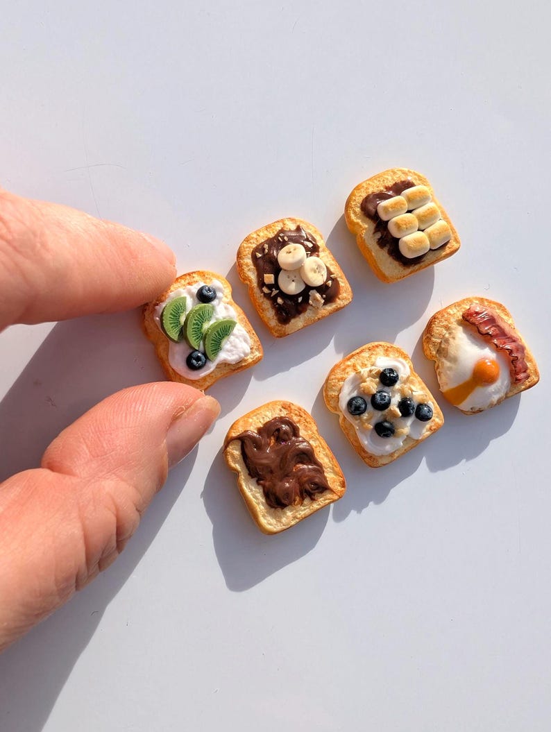 Aimants pour réfrigérateur en forme de toast, pâte polymère, pièces uniques, 1-3 pièces