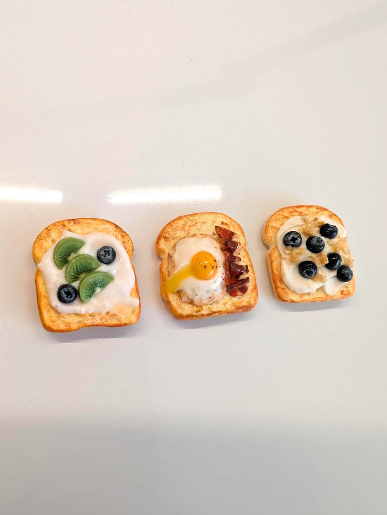 Aimants pour réfrigérateur en forme de toast, pâte polymère, pièces uniques, 1-3 pièces