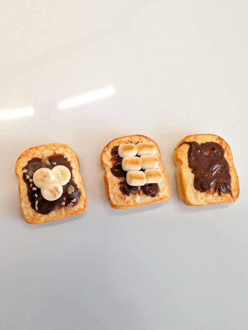 Aimants pour réfrigérateur en forme de toast, pâte polymère, pièces uniques, 1-3 pièces