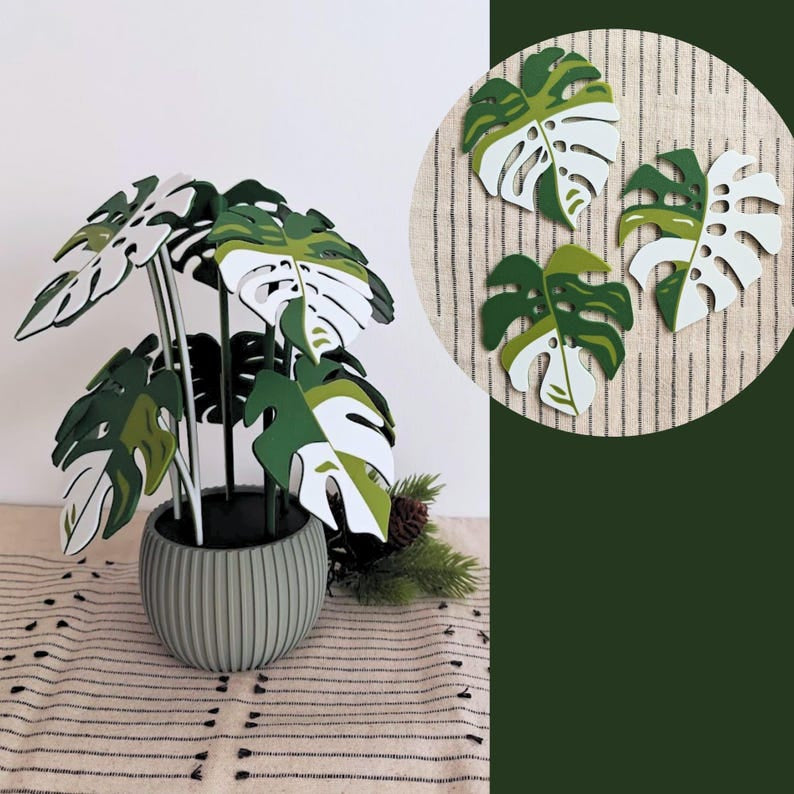 10 sous-verres Monstera, dix feuilles magnétiques, grand ensemble de sous-verres, sous-verres imprimés en 3D