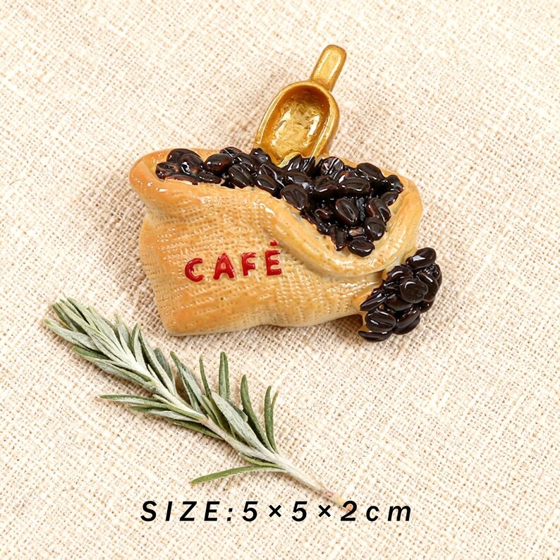 Aimants 3D réfrigérateur café pain dessert, décoration cuisine amusante