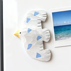 Aimant de réfrigérateur mouette peint à la main, décoration de cuisine côtière, 8 cm × 5,5 cm, bois