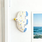 Aimant de réfrigérateur mouette peint à la main, décoration de cuisine côtière, 8 cm × 5,5 cm, bois